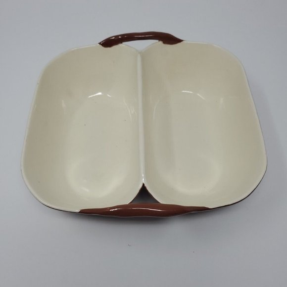 Vintage 1950s Ceramics by Hoffman Divided Serving Dish Bowl No 7 Sprig of Leaf - Picture 2 of 7